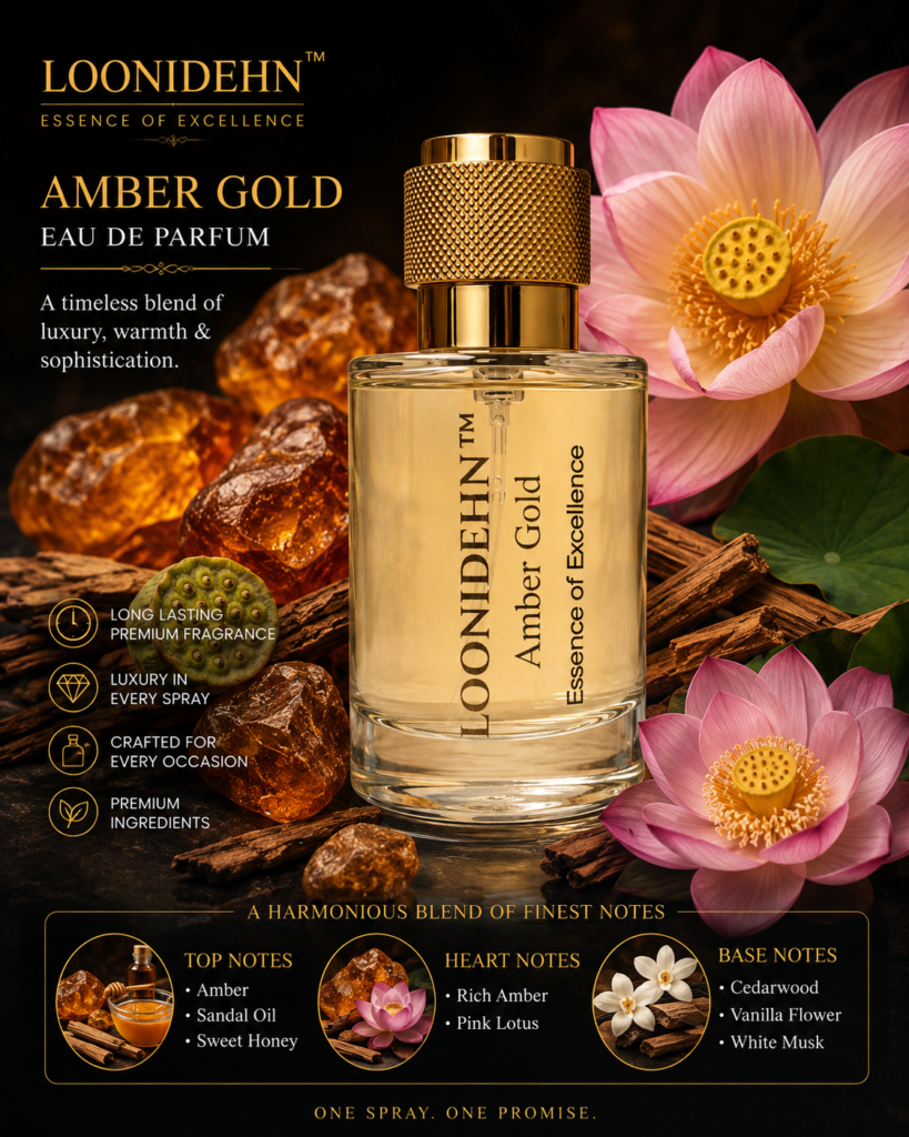 LOONIDEHN™ Amber Gold Eau De Parfum – 30 ml | Premium Long-Lasting Luxury Fragrance